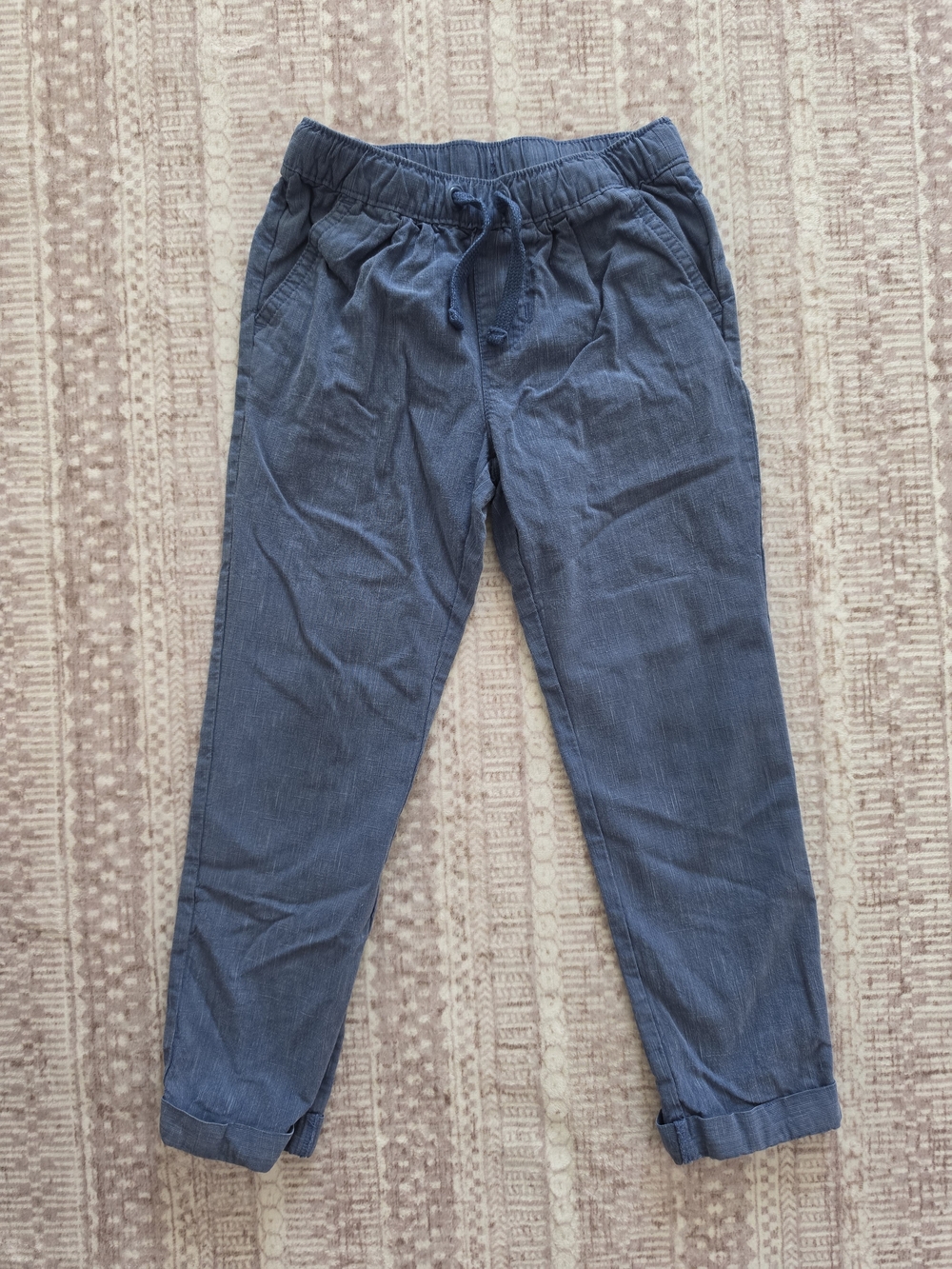 Boys Blue Chambray Pull-On Casual Drawstring Pants - Size 5T